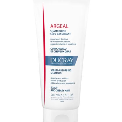 Ducray Argeal Champú Seboabsorbente 200 ml - Tratamiento Absorbente para Cuero Cabelludo y Cabello Graso