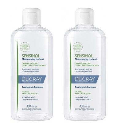 Ducray Sensinol Champú Tratante Fisioprotector Duplo 2x400 ml - Cuero Cabelludo Sensible y Picor