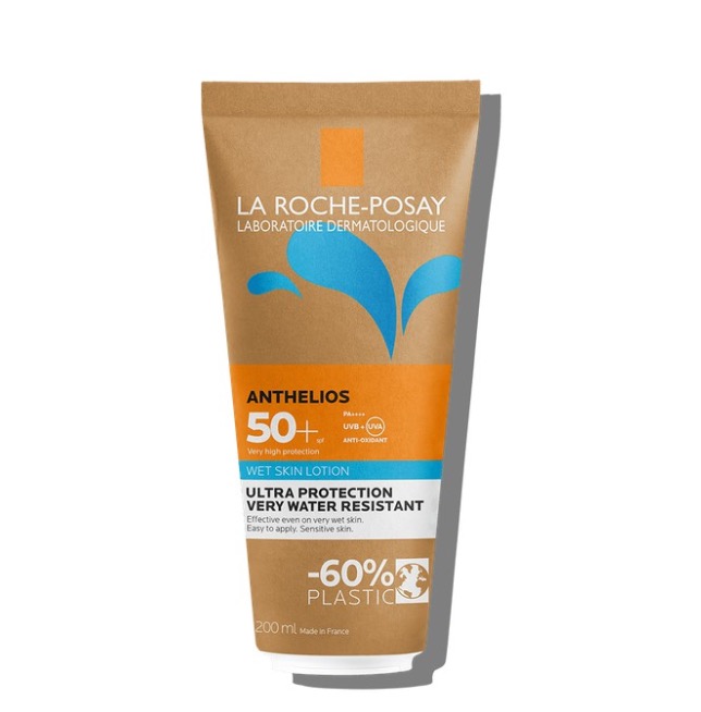 La Roche-Posay Anthelios Wet Skin Gel Invisible SPF50+ — Fotoprotección Corporal Aplicación sobre Piel Mojada