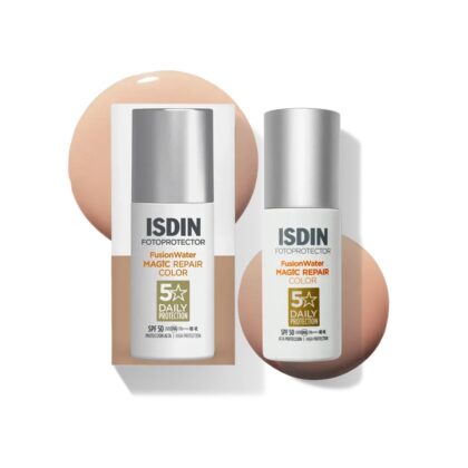 ISDIN Fotoprotector Fusion Water MAGIC Repair Color SPF 50 50 ml – Textura Ultraligera Reparadora con Color Todo Tipo de Piel SPF 50