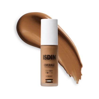 ISDIN Coverage SPF 50+ 5.0 Bronze 30 ml – Base de Maquillaje Fluida Cobertura Modulable Antiedad