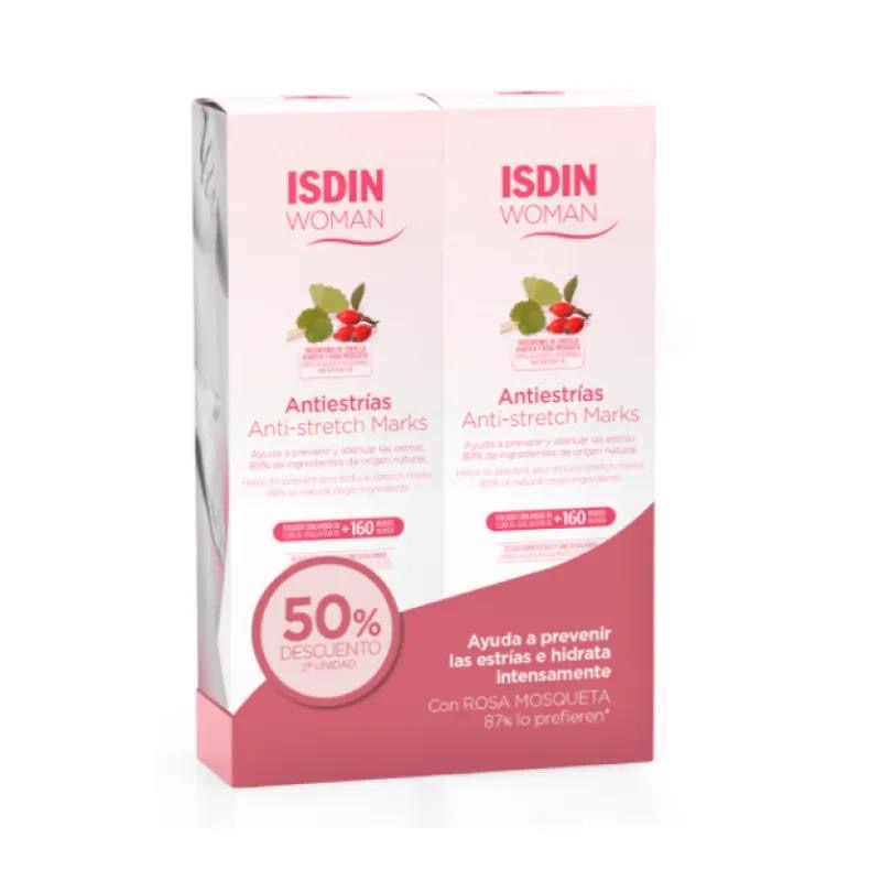 ISDIN Woman Antiestrías Crema Corporal Pack Duopack 2 x 250 ml – 50% en la 2ª Unidad