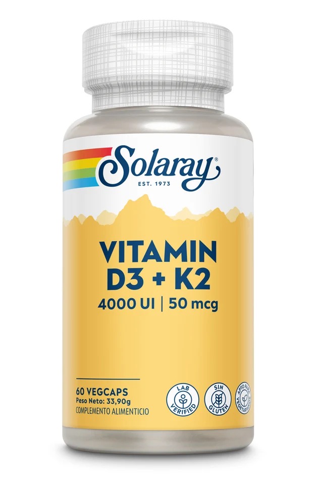 Solaray Vitamin D3 + K2 4000 UI | 50 mcg 60 Vegcaps