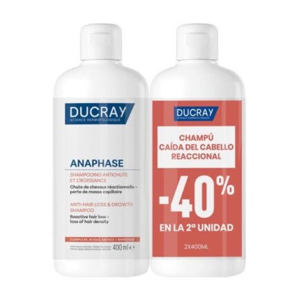 Ducray Anaphase+ Champú Anticaída Duplo 2x400 ml - Tratamiento Fortificante para la Caída Reaccional