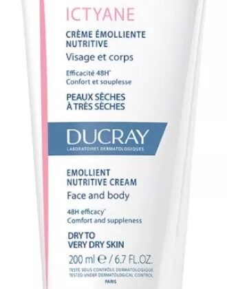 Ducray Ictyane Crema Emoliente Nutritiva 200 ml - Cuidado Hidratante de 48H para Pieles Secas a Muy Secas en Rostro y Cuerpo